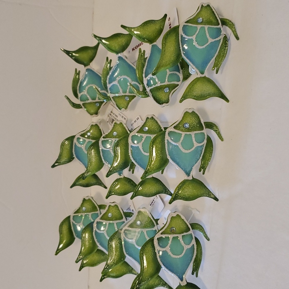12 Enamel Blue and Green Napkin Holders